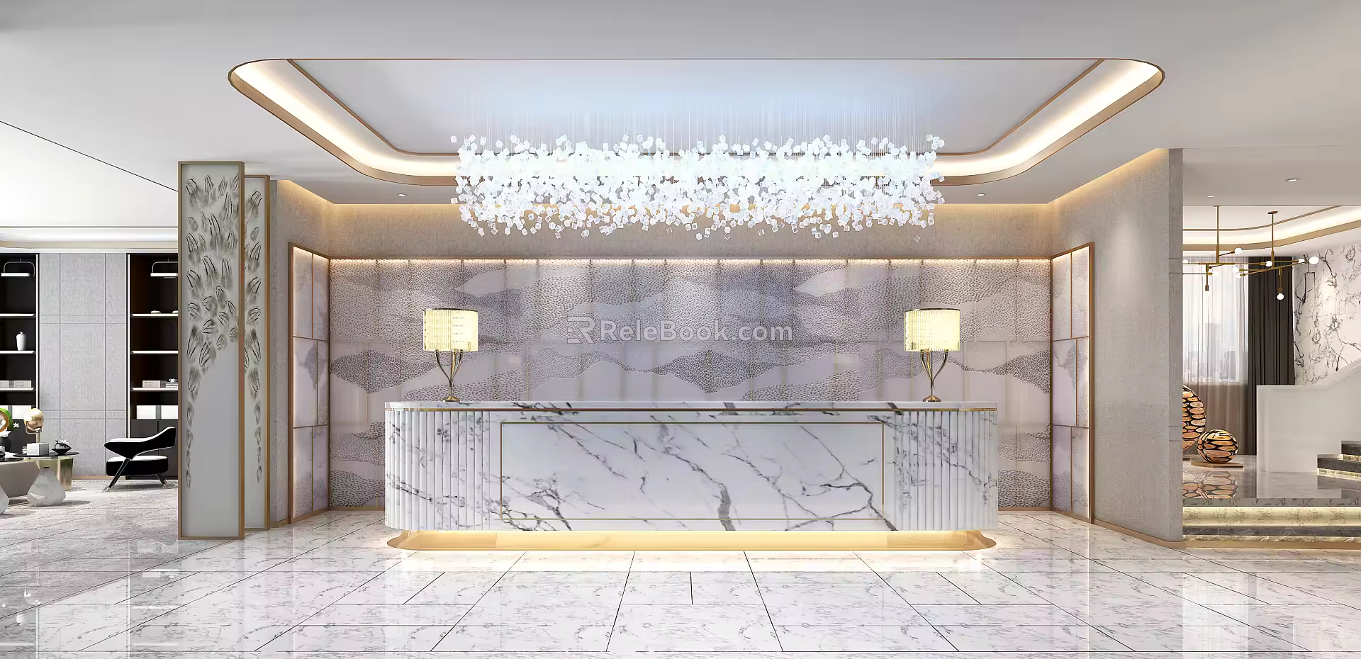 Modern Front Desk Front Desk Lobby Away 3d model