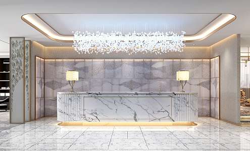 Modern Front Desk Front Desk Lobby Away 3d model