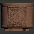 Terracotta Container Sculpture With Intricate Hand Carved Patterns And Smooth Finish