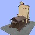 Traditional Style Multi Level Building With Tile Roof Windows And Tower Structure