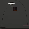 Modern Arched Floor Lamp With Metal Shade And Illuminated Warm Light