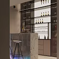 Modern Wine Cellar Interior Design With Wine Racks Bar Counter And Stools 3d model