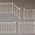 White Railings Design Featuring Various Baluster Styles and Handrail Models 3d model