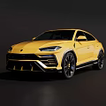 Yellow Sports SUV Car With Black Wheels And Aggressive Front Styling