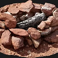 Natural Stone Circular Fire Pit Design With Charred Wood Center