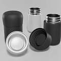 Modern Black And White Sealed Cups With Metallic Lids And Open Designs