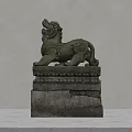 Stone Lion Sculpture With Intricate Carved Details On Decorative Pedestal Indoor