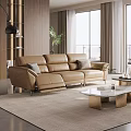 Modern Simple Multi-Person Sofa Casual Sofa Leather Sofa Leather Sofa Straight Row Sofa Electric Functional Sofa 3d model