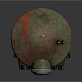 Metallic Robot With Large Hat Shaped Head Blue Sphere Antenna And Mechanical Limbs