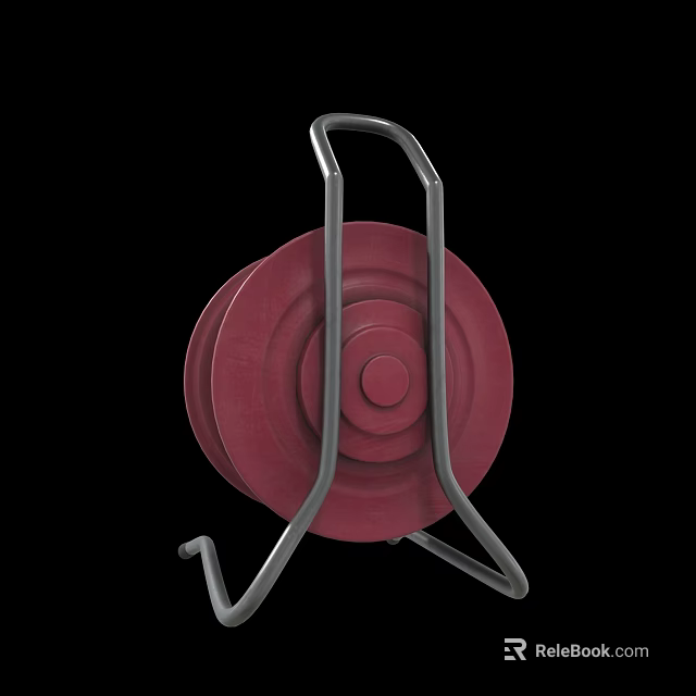 Red Circular Daily Electrical Appliance with Metal Stand and Practical Design 3d model 