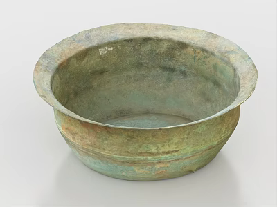 Antique Bronze Round Household Basin With Rustic Texture And Classic Design 3d model