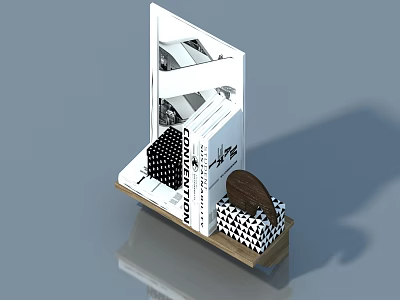 Modern Pet Cabinet Concept With Wooden Structure And Grid Pattern Storage 3d model