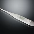White Digital Thermometer With Digital Display Showing 372 Degrees On Black Surface 3d model