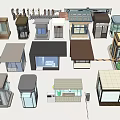Diverse Security Booth Designs With Various Roof Styles And Window Structures 3d model