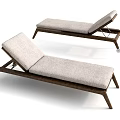 Modern Outdoor Lounge Chair With Wooden Frame And Light Gray Cushion