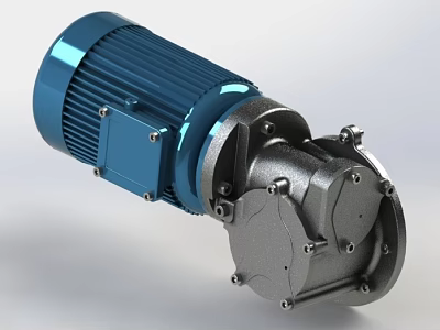 Durable Blue And Gray Industrial Electric Motor Gearbox With Metal Construction 3d model