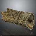 Ancient Jade Artifact Fragment With Intricate Carved Patterns And Textured Surface 3d model