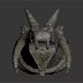 Realistic Dragon Creature 3D Model With Sharp Spikes Open Mouth And Textured Scales