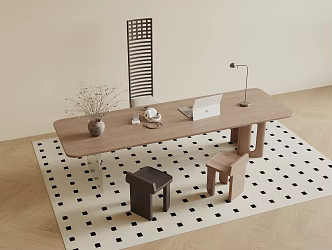 Modern Middle Style Desk and Chair Study Decoration 3d model