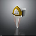 Cosmic Aerospace Structure With Golden Triangle Top And White Base Design