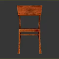 Red Wooden Chair With Simple Design Backrest And Smooth Seat Surface