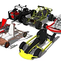 Various Styles of Go Karts Featuring Frames Seats and Steering Wheels