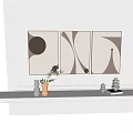 Minimalist Abstract Wall Art With Geometric Shapes And Neutral Tones Hanging On Living Room Wall