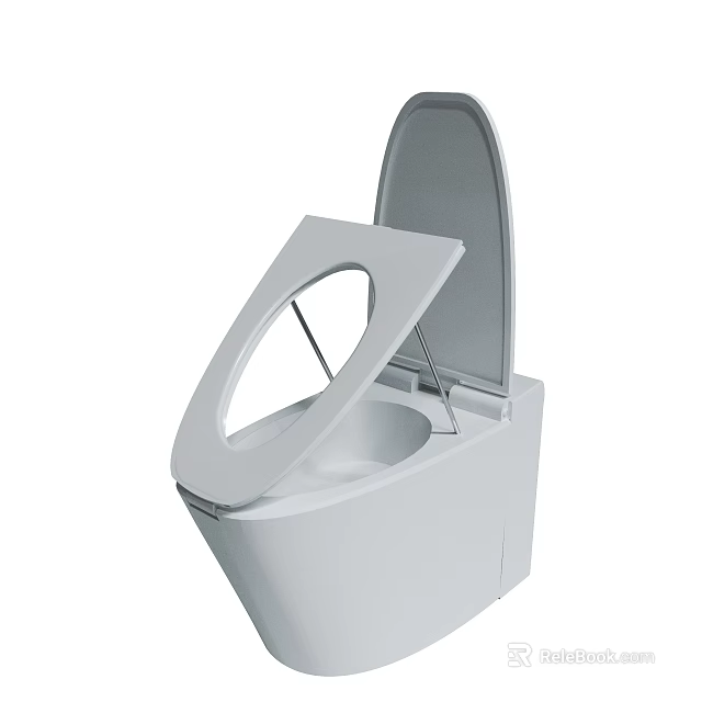 Modern White Toilet With Open Lid And Sleek Design For Bathroom Use 3d model 