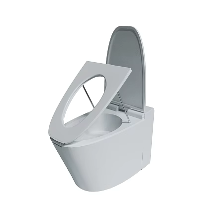 Modern White Toilet With Open Lid And Sleek Design For Bathroom Use 3d model