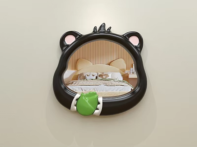 Modern Decorative Mirror Hanging Mirror Special-shaped Creative Mirror Cartoon Panda Dressing Makeup Mirror Bedroom Mirror Fitting Mirror Bathroom Mirror Wall Decoration 3d model