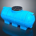 Blue Cylindrical Water Tank With Black Lid And Support Legs Structure