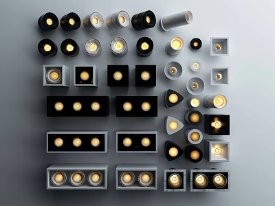 Different Styles of Downlights and Spotlights for Modern Home Lighting Design 3d model