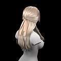 Game and Movie Character 3D Model With Long Blonde Wavy Center Parted Hair Upper Body