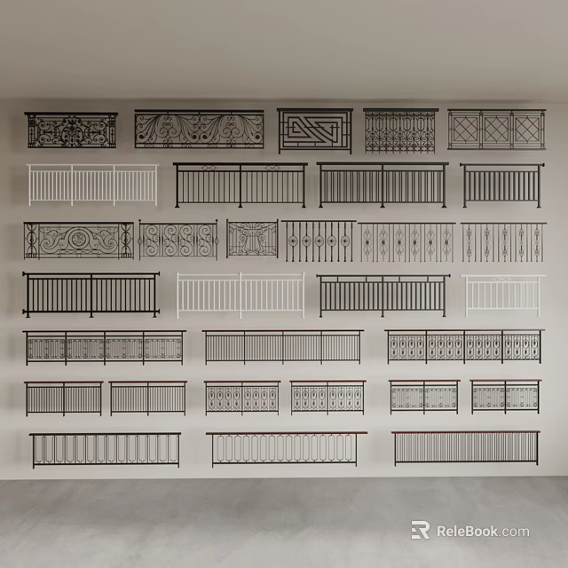 Various Decorative Railings in Multiple Designs and Materials for Interior and Exterior 3d model 