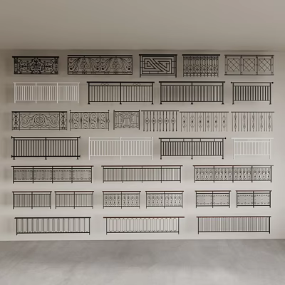 Various Decorative Railings in Multiple Designs and Materials for Interior and Exterior 3d model