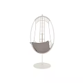 Modern Hanging Leisure Chair With Metal Frame Woven Design And Gray Cushion