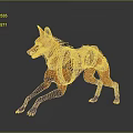 Orange Hyena Running With Mechanical Legs And Equipment Harness