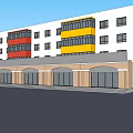 Colorful Multi Storey Commercial Street With Shop Fronts And Wooden Roof Decorations