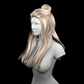 Game and Film Character 3D Model with Blonde Long Hair Hairstyle Design