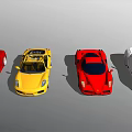 Colorful Sports Cars In Red Yellow White With Aerodynamic Styling And Open Top Design