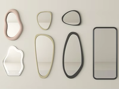 Modern Decorative Mirrors in Different Shapes with Soft and Neutral Color Tones 3d model