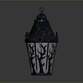 Vintage Metal Lantern With Black And White Finish Intricate Cutout Patterns