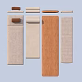 Different Household Mats In Beige Light Brown With Wooden Striped Textures And Small Brown Pillow