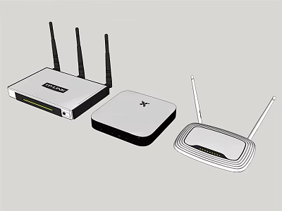 Computer Devices Wireless Routers And Modems With Antennas In Various Designs For Home Office 3d model