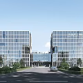 Modern Commercial Complex With Green Roofs Surrounded By Lush Trees And Integrated Spaces
