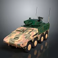 Armored Military Vehicle with Camouflage Paint 8x8 Wheel Design Mounted Turret Weapon and Communication Antennas