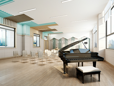 Modern Music Classroom 3d model