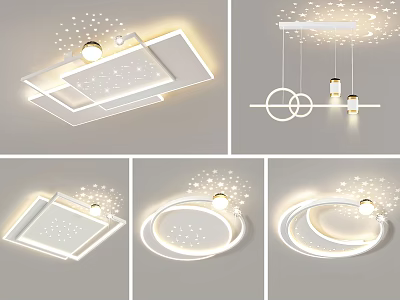 Modern LED Ceiling Lights With Square And Circular Geometric Designs For Home Interiors 3d model