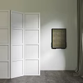White Paneled Screen in Modern Interior With Black Frame Decorative Painting Light Colored Wall