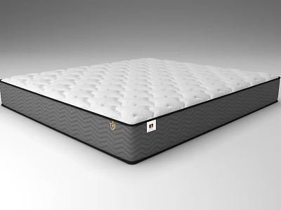 Comfortable Mattress With White Quilted Surface And Gray Zigzag Side Design 3d model